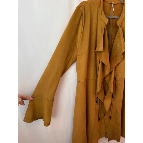 Free People Faux Suede Meadow Jacket Boho Bell Sleeves Carmel Brown Medium - Picture 4 of 12